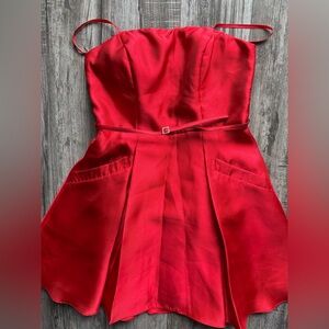 Red satin babydoll dress with pockets - Size 5